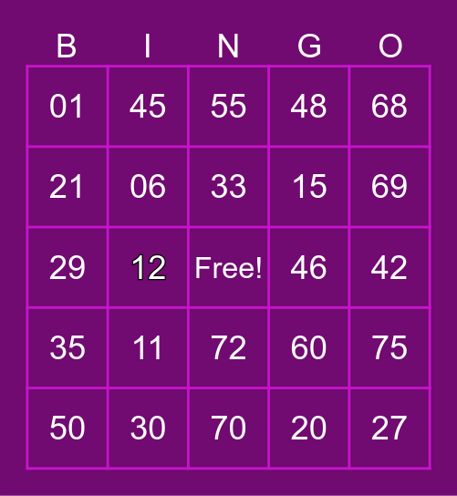 MICHAELA Bingo Card