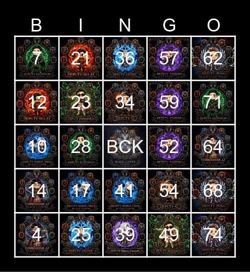 BCK BINGO CARD Bingo Card