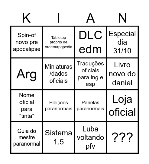 Segredos revelados Bingo Card