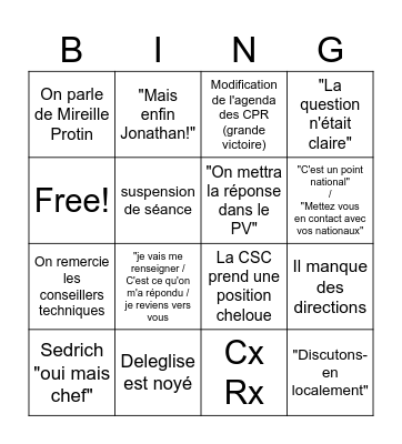 CPR Bingo Card