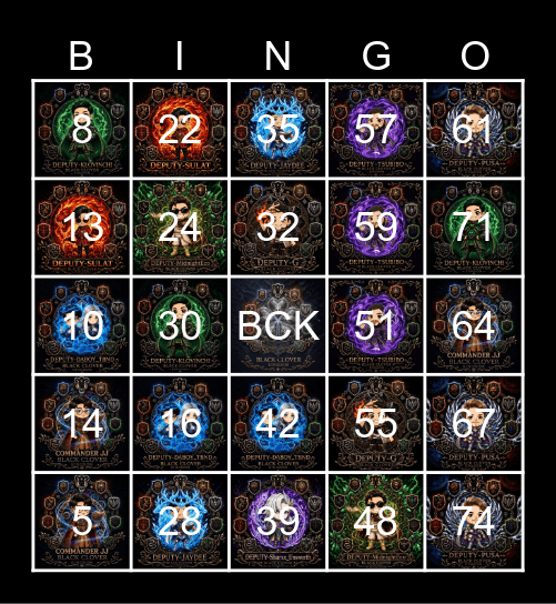 BCK BINGO CARD Bingo Card