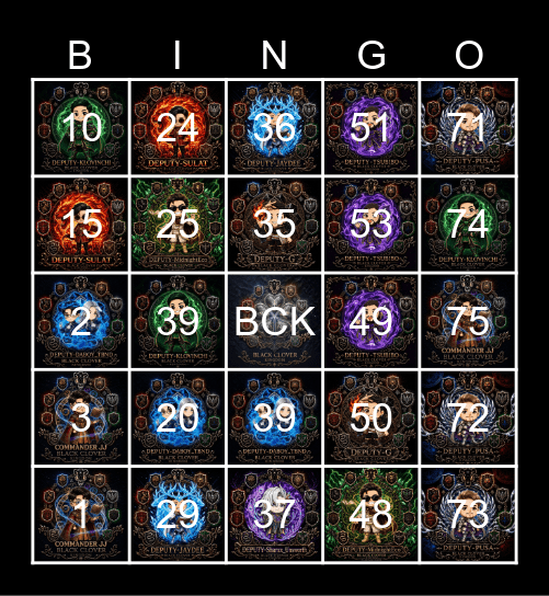 BCK BINGO CARD Bingo Card