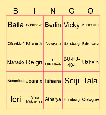 ELARA. Bingo Card