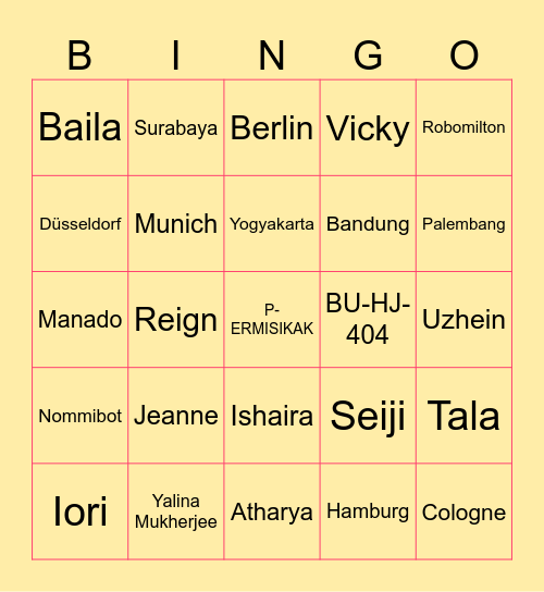 ELARA. Bingo Card
