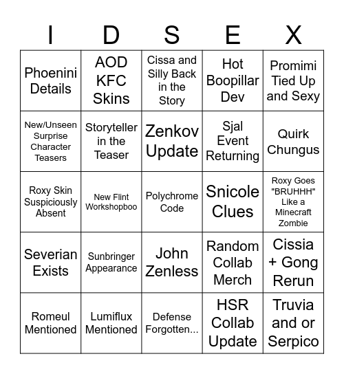 Zee Zee Zee 3.2 Vyrium Bingo Card