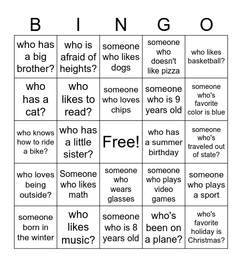 Human Bingo Card