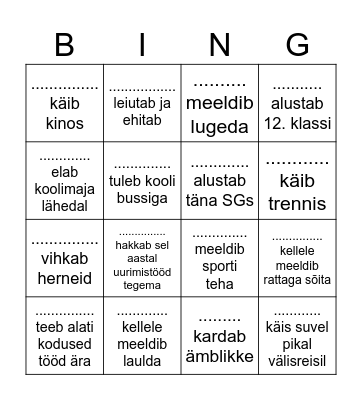 TUTVUMIS BINGO Card