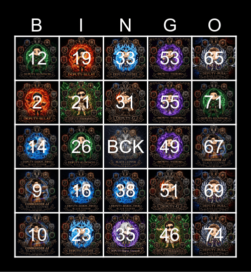 BCK BINGO CARD Bingo Card