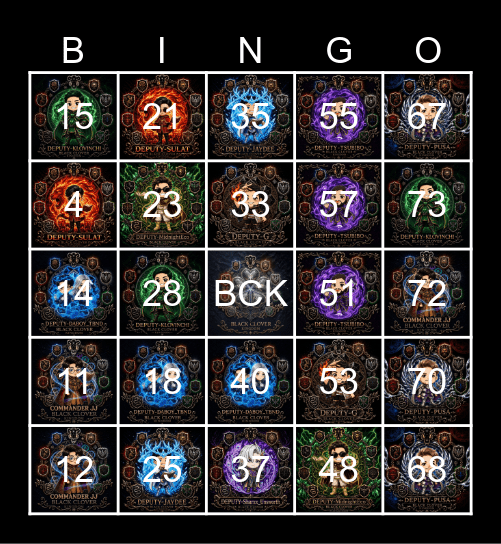 BCK BINGO CARD Bingo Card