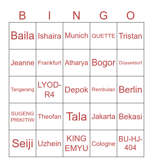 (⁠・⁠_⁠・⁠;⁠) Bingo Card