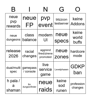 C+ / Season Bingo Card