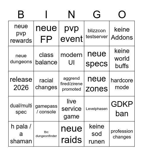 C+ / Season Bingo Card