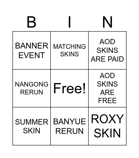Untitled Bingo Card
