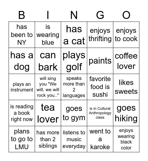 Someone who... Bingo Card