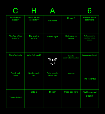 Deltarune Bingo Card