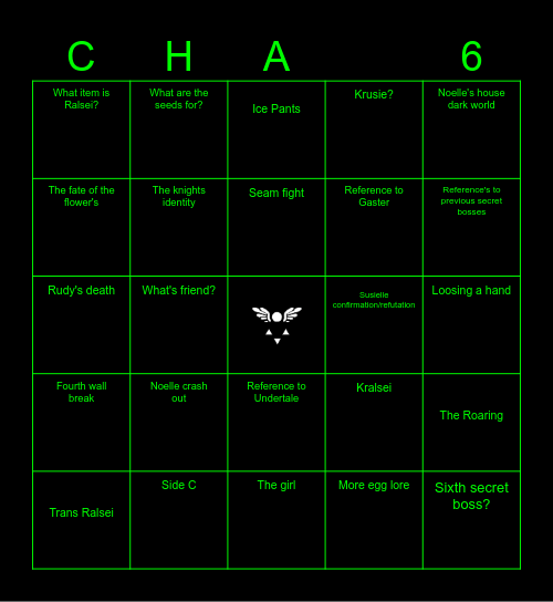 Deltarune Bingo Card