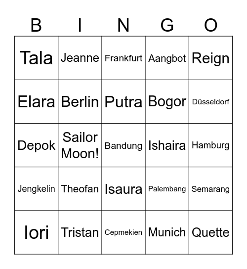 Hai Bingo Card