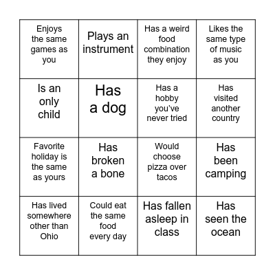 GTYK Bingo Card