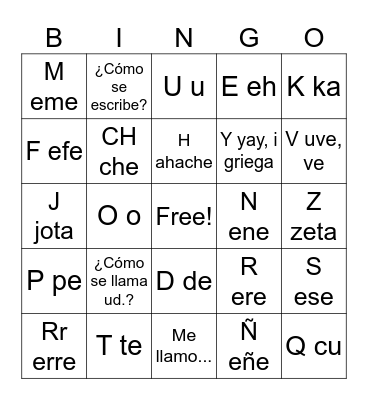 El alfabeto Bingo Card