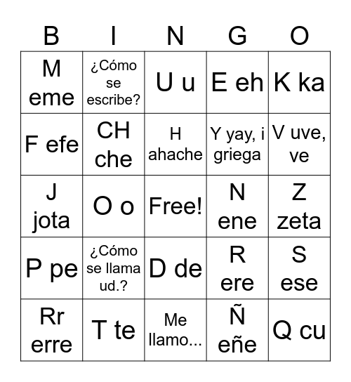 El alfabeto Bingo Card