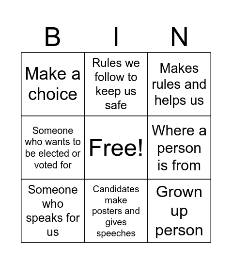 Government Bingo Card