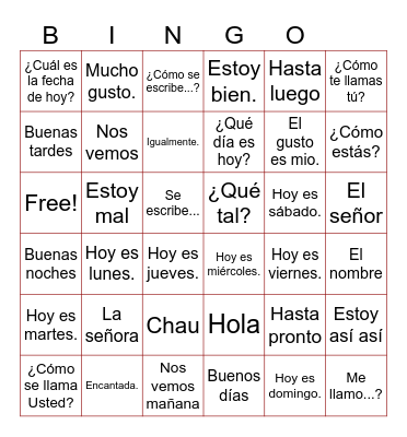 Introducciones - Preliminar Bingo Card