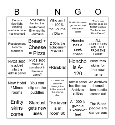 DOORS ARCHIVES BINGO Card