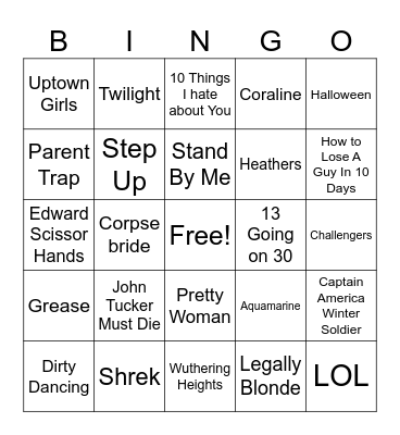 Movie Bingo Card