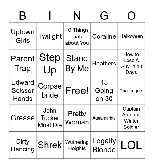 Movie Bingo Card