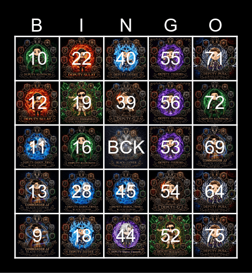 BCK BINGO CARD Bingo Card