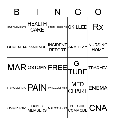 NURSE BINGO Card