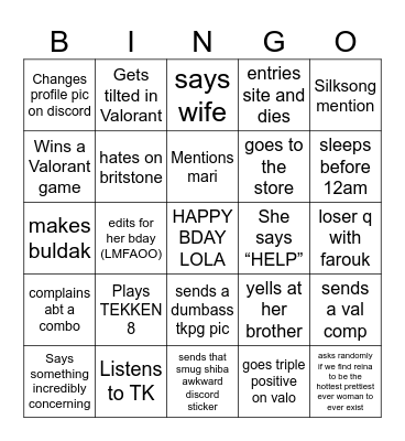 LILO DAY BINGO Card