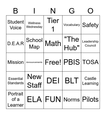 RIS Staff BINGO Card