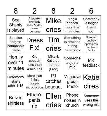 Mike's Big Bingo Day Bingo Card