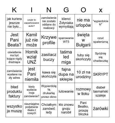 Projekt oświetlenia Bingo Card