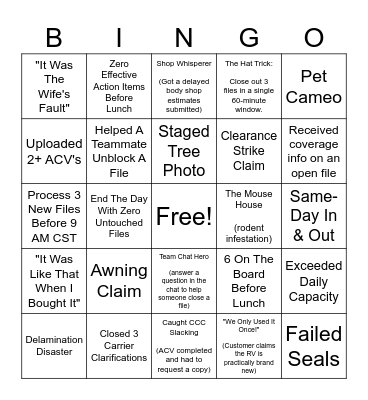 EOM RV BINGO Card