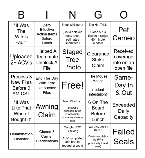 EOM RV BINGO Card