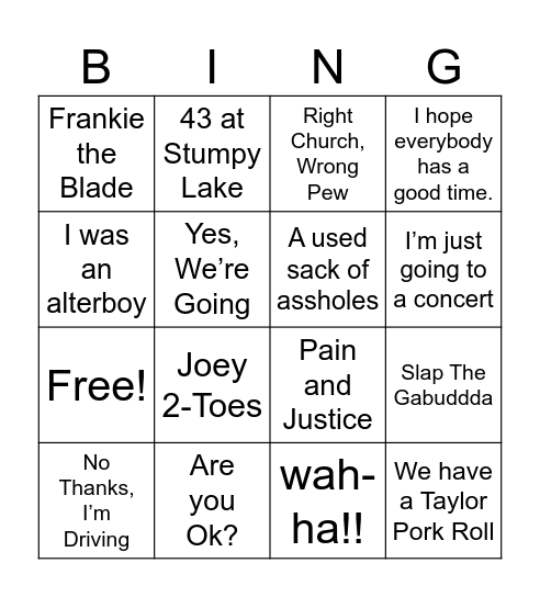 Mr. Steve Bingo Card