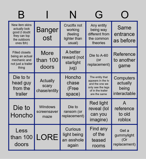 DOORS ARCHIVES BINGO Card