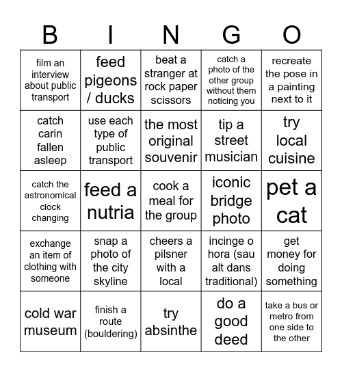 Praga Bingo Card