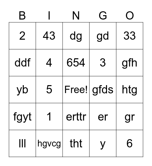 Untitled Bingo Card