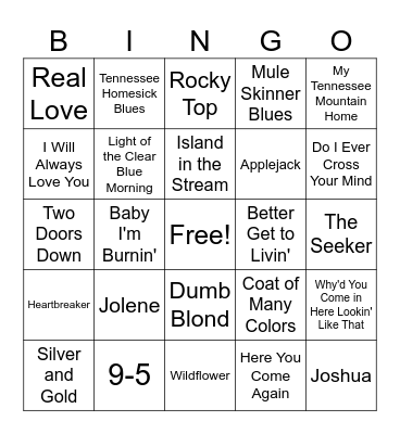 Music Bingo Card
