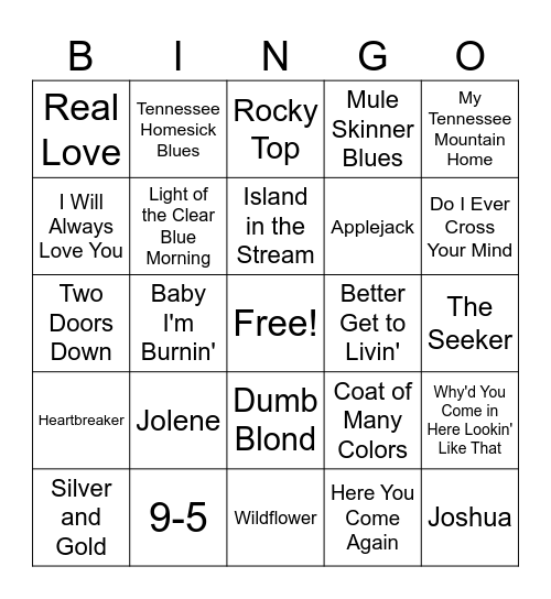 Music Bingo Card