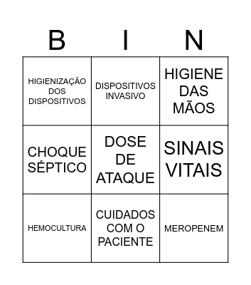Bingo da SEPSE Bingo Card