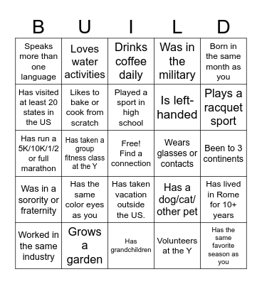 Connections Bingo Card