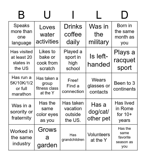 Connections Bingo Card
