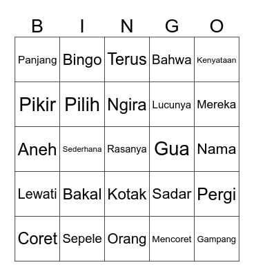 Bingo Arlanka Bingo Card