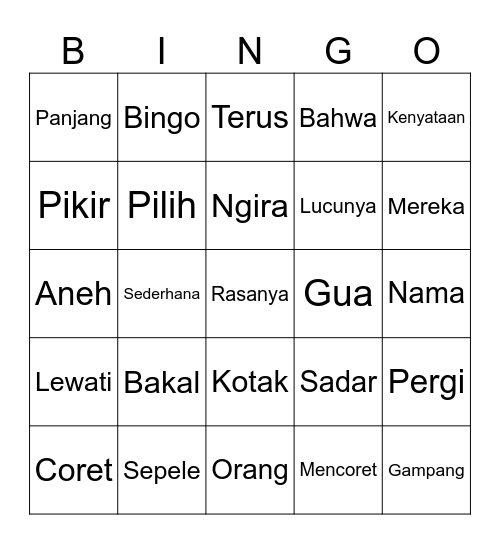 Bingo Arlanka Bingo Card