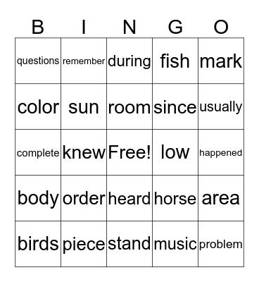 Iris' Bingo Card