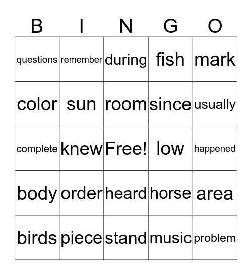 Iris' Bingo Card